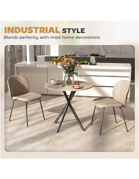 HOMCOM 80cm Industrial Round Dining Table - White Oak