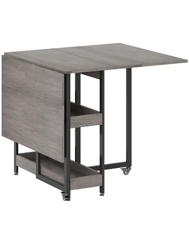HOMCOM Four-Person Drop Leaf Table - Grey Wood-Effect