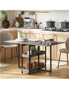 HOMCOM Four-Person Drop Leaf Table - Grey Wood-Effect 2