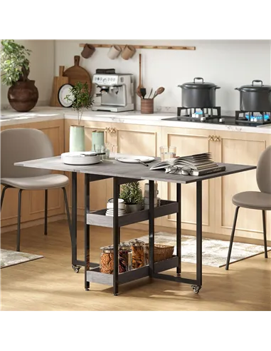 HOMCOM Four-Person Drop Leaf Table - Grey Wood-Effect