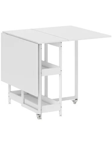 HOMCOM Four-Person Drop Leaf Table - White