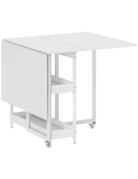 HOMCOM Four-Person Drop Leaf Table - White