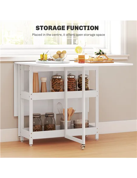 HOMCOM Four-Person Drop Leaf Table - White