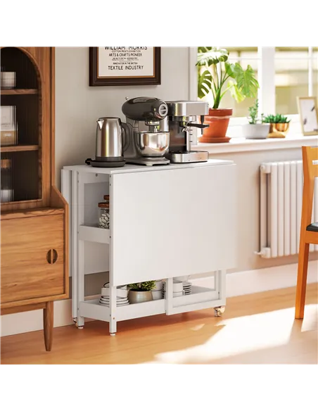 HOMCOM Four-Person Drop Leaf Table - White