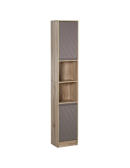 HOMCOM Narrow Bathroom Cabinet, Slim Bathroom Storage Unit with Open Compartment, Freestanding Storage Cupboard with Adjustable 