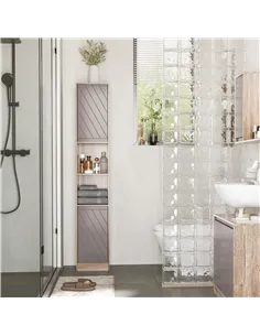 HOMCOM Narrow Bathroom Cabinet, Slim Bathroom Storage Unit with Open Compartment, Freestanding Storage Cupboard with Adjustable  2