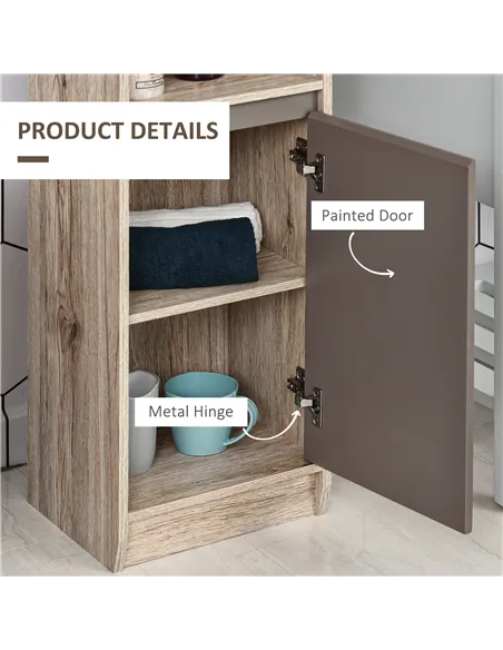 HOMCOM Narrow Bathroom Cabinet, Slim Bathroom Storage Unit with Open Compartment, Freestanding Storage Cupboard with Adjustable 