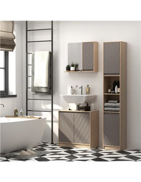 HOMCOM Narrow Bathroom Cabinet, Slim Bathroom Storage Unit with Open Compartment, Freestanding Storage Cupboard with Adjustable 