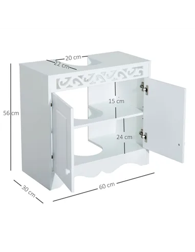 HOMCOM Bathroom Under Sink Storage Cabinet 2 Door Wooden Cupboard Vanity Units