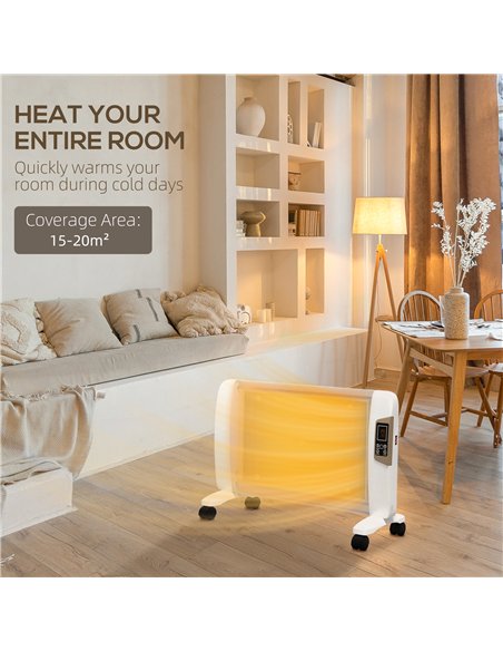 HOMCOM Mica Electric Space Heater, Portable Heater for Home with 2 Heat Settings, Living Room, Study, Garage, Adjustable Tempera