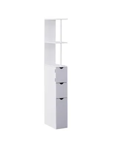 HOMCOM Tall Bathroom Cabinet, Freestanding Bathroom Storage Cabinet with 2-Tier Shelf and Drawers, Narrow Cupboard Storage Unit,