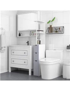 HOMCOM Tall Bathroom Cabinet, Freestanding Bathroom Storage Cabinet with 2-Tier Shelf and Drawers, Narrow Cupboard Storage Unit, 2