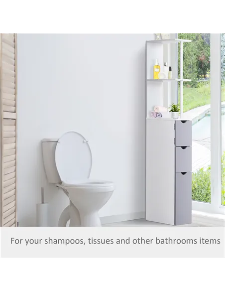 HOMCOM Tall Bathroom Cabinet, Freestanding Bathroom Storage Cabinet with 2-Tier Shelf and Drawers, Narrow Cupboard Storage Unit,