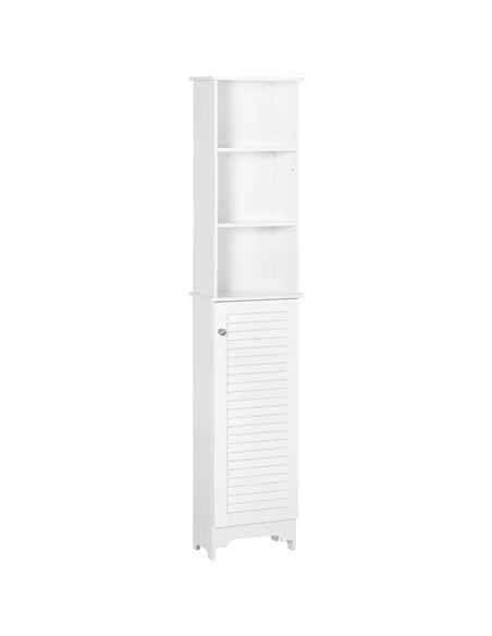 HOMCOM Tall Bathroom Cabinet Storage Cupboard Floor Standing Home Bathroom Furniture w/ 6 Shelves 165H x 34W x 20D cm White
