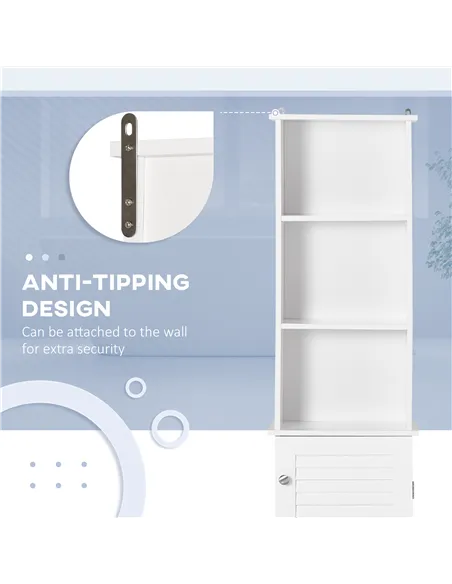 HOMCOM Tall Bathroom Cabinet Storage Cupboard Floor Standing Home Bathroom Furniture w/ 6 Shelves 165H x 34W x 20D cm White