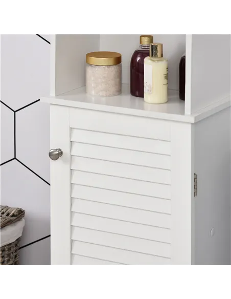 HOMCOM Tall Bathroom Cabinet Storage Cupboard Floor Standing Home Bathroom Furniture w/ 6 Shelves 165H x 34W x 20D cm White