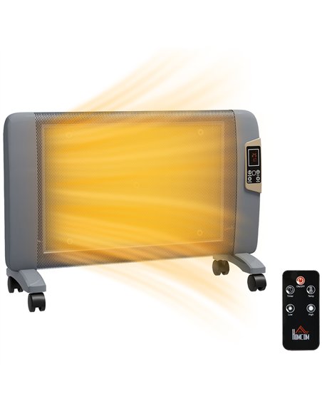HOMCOM Mica Electric Space Heater, Portable Heater for Home with 2 Heat Settings, Living Room, Study, Garage, Adjustable Tempera