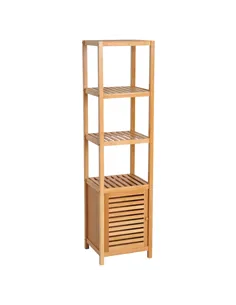 HOMCOM 140cm Tall Bathroom Cabinet, Freestanding Storage Unit w/ 3 Shelves, Utility Organiser Cupboard for Home Kitchen