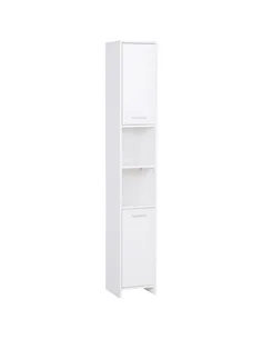 HOMCOM Bathroom Floor Storage Cabinet Slim Tallboy w/ Door Cupboard & Shelves For Living Room, Bedroom, Hallway White