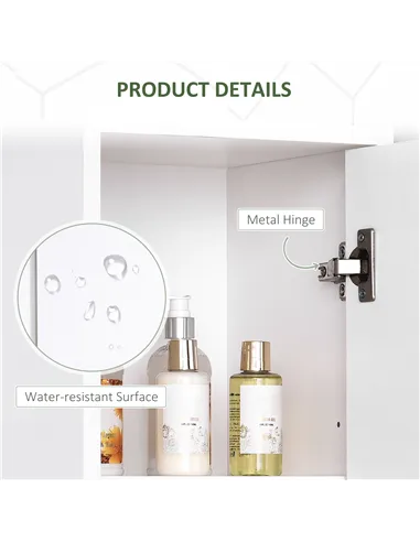 HOMCOM Bathroom Floor Storage Cabinet Slim Tallboy w/ Door Cupboard & Shelves For Living Room, Bedroom, Hallway White