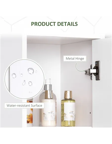 HOMCOM Bathroom Floor Storage Cabinet Slim Tallboy w/ Door Cupboard & Shelves For Living Room, Bedroom, Hallway White
