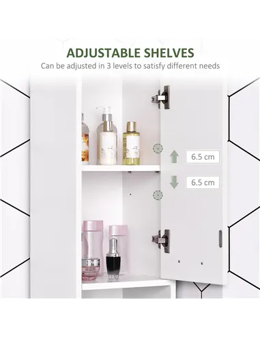 HOMCOM Bathroom Floor Storage Cabinet Slim Tallboy w/ Door Cupboard & Shelves For Living Room, Bedroom, Hallway White