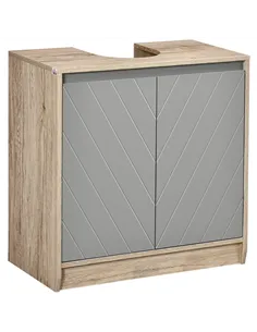 HOMCOM Under Sink Storage Cabinet Floor Standing Cupboard w/ Adjustable Shelf Bathroom Cabinet 2 Doors Versatile Style Grey