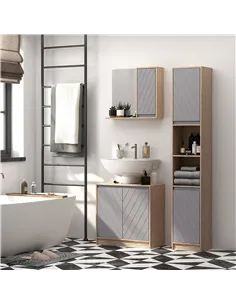 HOMCOM Under Sink Storage Cabinet Floor Standing Cupboard w/ Adjustable Shelf Bathroom Cabinet 2 Doors Versatile Style Grey 2