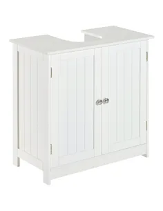 HOMCOM Under Sink Bathroom Storage Cabinet 2 Layers Vanity Unit Wooden - White