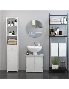HOMCOM Under Sink Bathroom Storage Cabinet 2 Layers Vanity Unit Wooden - White 2