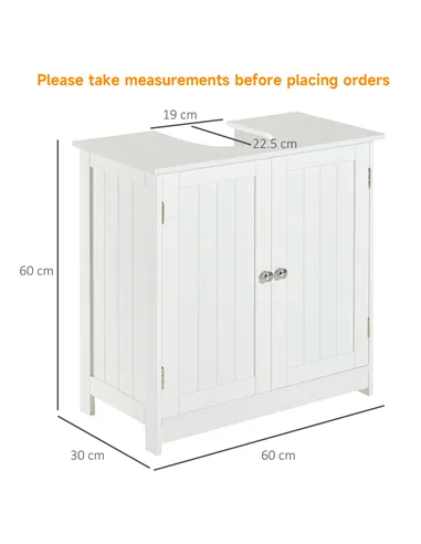 HOMCOM Under Sink Bathroom Storage Cabinet 2 Layers Vanity Unit Wooden - White