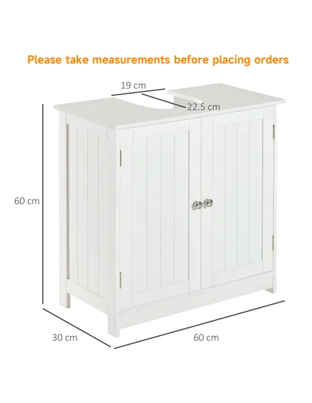 HOMCOM Under Sink Bathroom Storage Cabinet 2 Layers Vanity Unit Wooden - White