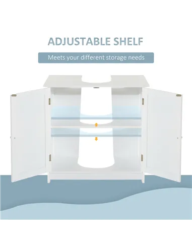 HOMCOM Under Sink Bathroom Storage Cabinet 2 Layers Vanity Unit Wooden - White
