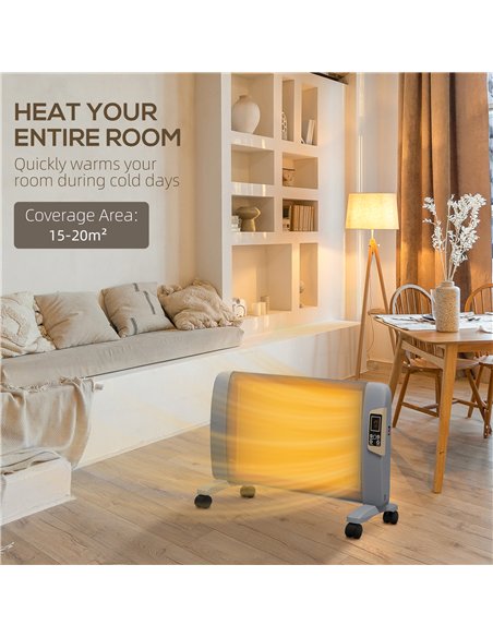 HOMCOM Mica Electric Space Heater, Portable Heater for Home with 2 Heat Settings, Living Room, Study, Garage, Adjustable Tempera
