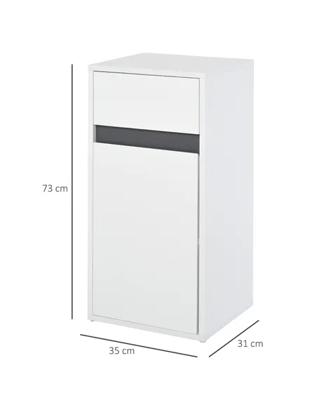 HOMCOM MDF Tri-Compartment Bathroom Storage Cabinet White