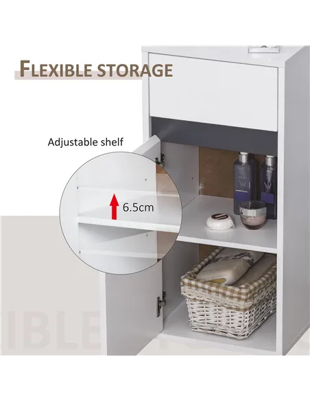 HOMCOM MDF Tri-Compartment Bathroom Storage Cabinet White