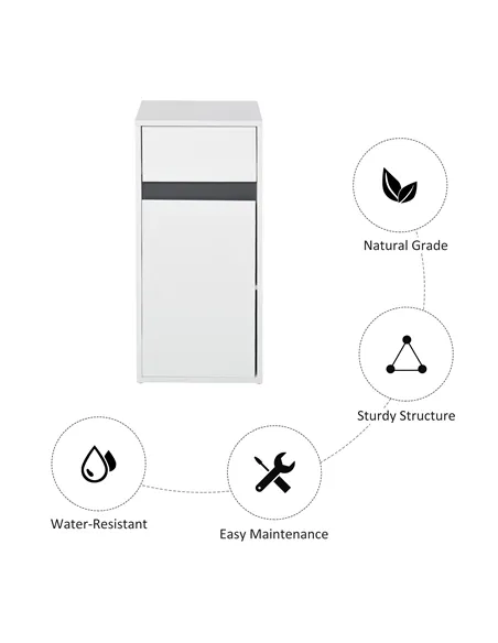 HOMCOM MDF Tri-Compartment Bathroom Storage Cabinet White