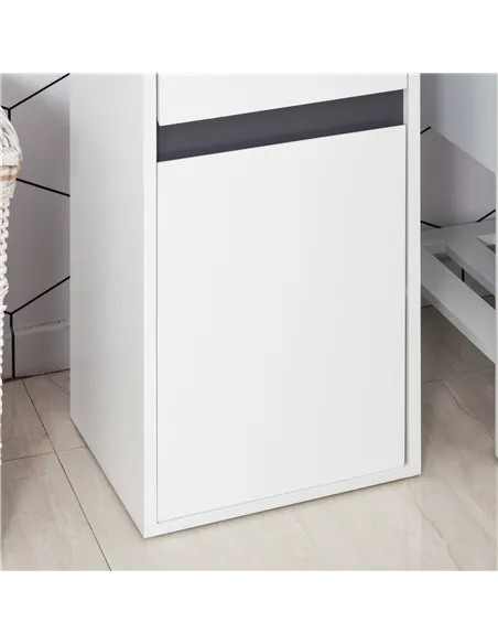 HOMCOM MDF Tri-Compartment Bathroom Storage Cabinet White