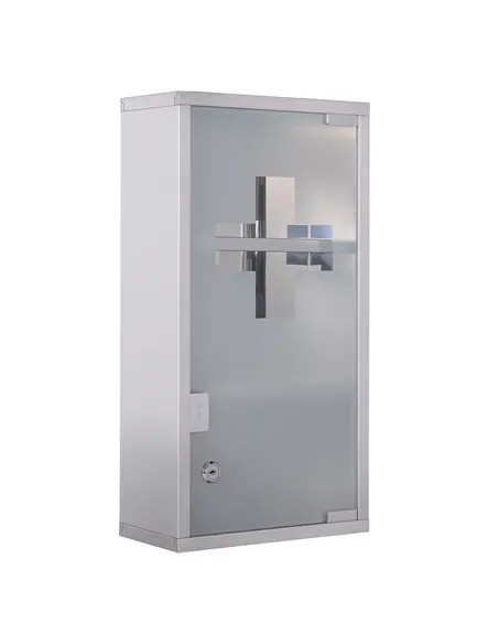 HOMCOM Stainless Steel wall mounted Medicine Cabinet with 2 Shelves + Security Glass Door Lockable 48 cm(H)