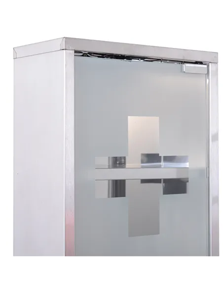 HOMCOM Stainless Steel wall mounted Medicine Cabinet with 2 Shelves + Security Glass Door Lockable 48 cm(H)