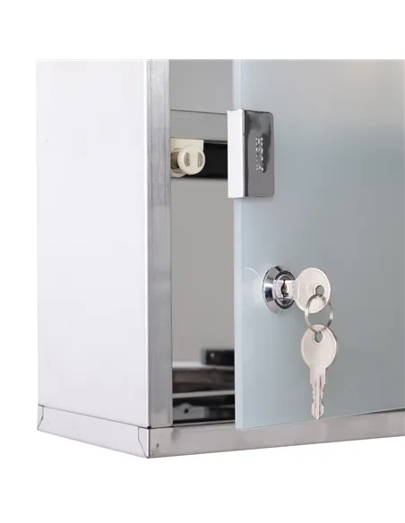 HOMCOM Stainless Steel wall mounted Medicine Cabinet with 2 Shelves + Security Glass Door Lockable 48 cm(H)