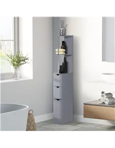 HOMCOM Tall Bathroom Cabinet, Freestanding Bathroom Storage Cabinet with 2-Tier Shelf and Drawers, Narrow Cupboard Storage Unit, 2