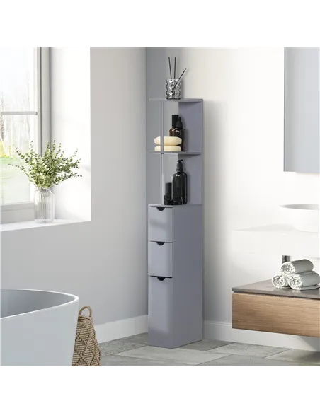 HOMCOM Tall Bathroom Cabinet, Freestanding Bathroom Storage Cabinet with 2-Tier Shelf and Drawers, Narrow Cupboard Storage Unit,