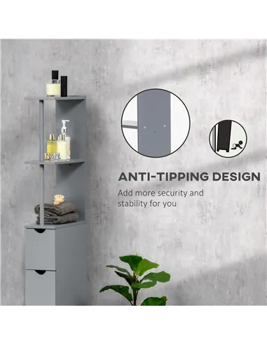 HOMCOM Tall Bathroom Cabinet, Freestanding Bathroom Storage Cabinet with 2-Tier Shelf and Drawers, Narrow Cupboard Storage Unit,