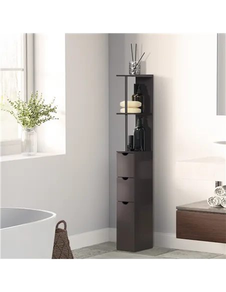 HOMCOM Tall Bathroom Cabinet, Freestanding Bathroom Storage Cabinet with 2-Tier Shelf and Drawers, Narrow Cupboard Storage Unit,