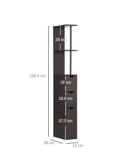 HOMCOM Tall Bathroom Cabinet, Freestanding Bathroom Storage Cabinet with 2-Tier Shelf and Drawers, Narrow Cupboard Storage Unit,