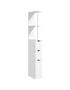 HOMCOM Slim Bathroom Storage Cabinet with Drawers, Tall Bathroom Cupboard with 2-Tier Shelf, White