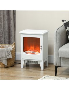 HOMCOM Tempered Glass Casing Electric Fireplace, Freestanding Electric Fire with Realistic Flame Effect, Log Burner with Overhea 2