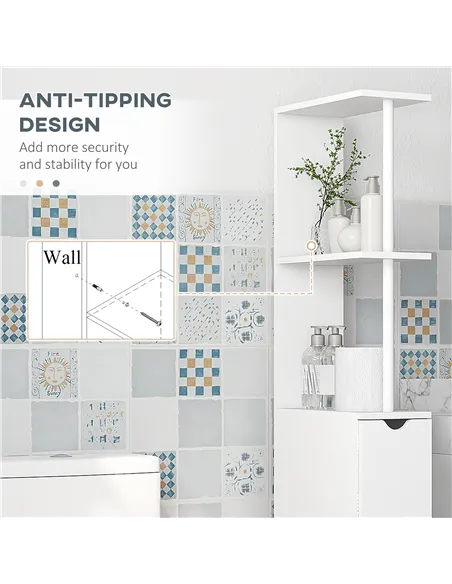 HOMCOM Slim Bathroom Storage Cabinet with Drawers, Tall Bathroom Cupboard with 2-Tier Shelf, White