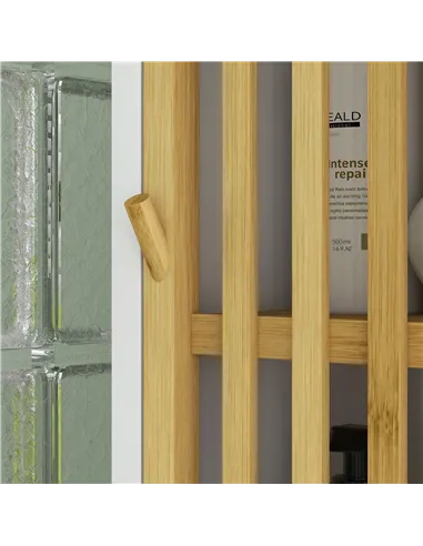 HOMCOM Bamboo-Blend Retro Cut-Out Bathroom Storage Unit, with Cupboard